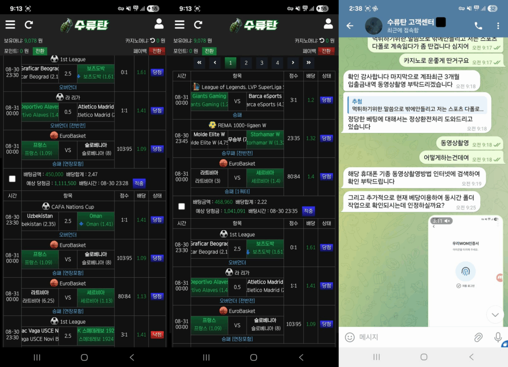 수류탄 먹튀사이트 피해 증거 요약 이미지
