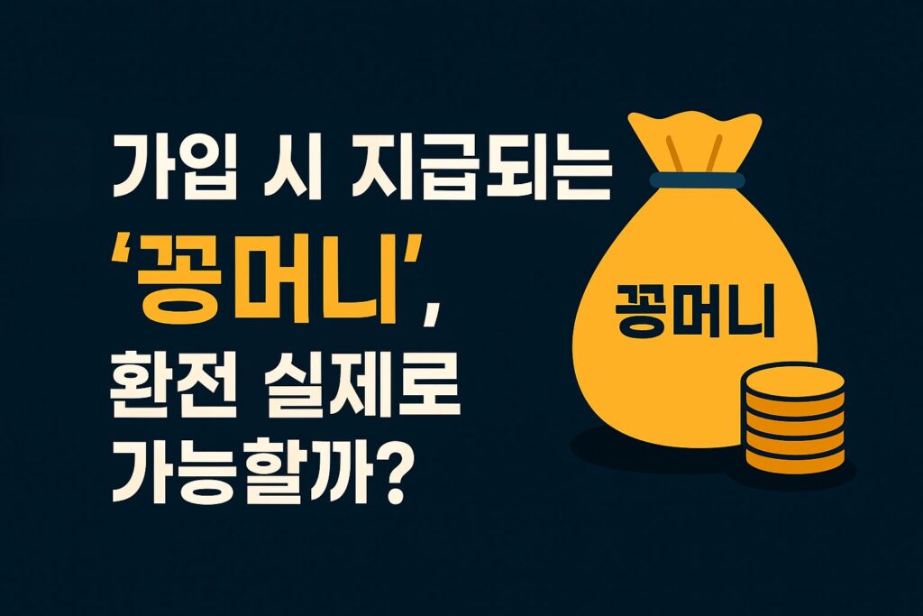 토토사이트 가입 시 지급되는 꽁머니의 환전 가능 여부를 안내하는 인포그래픽. 먹튀라벨 로고와 돼지저금통 아이콘이 포함된 안내 이미지