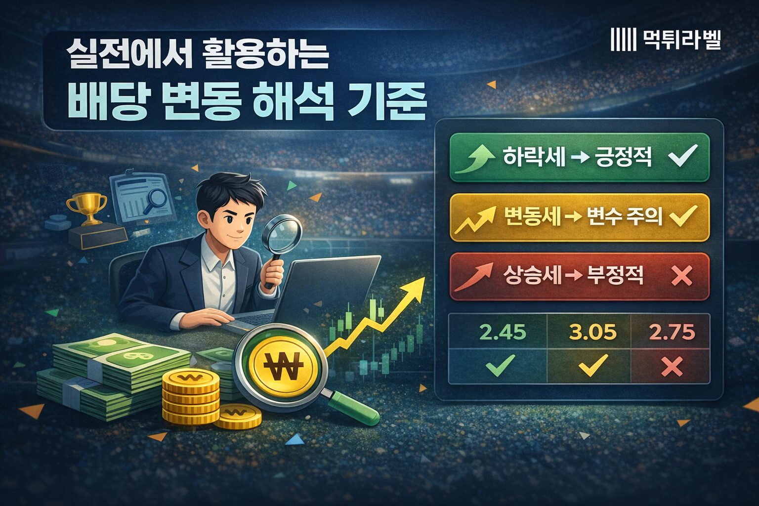 스포츠토토 배당 변동을 실전에서 해석하는 기준과 판단 방법을 설명한 분석 이미지