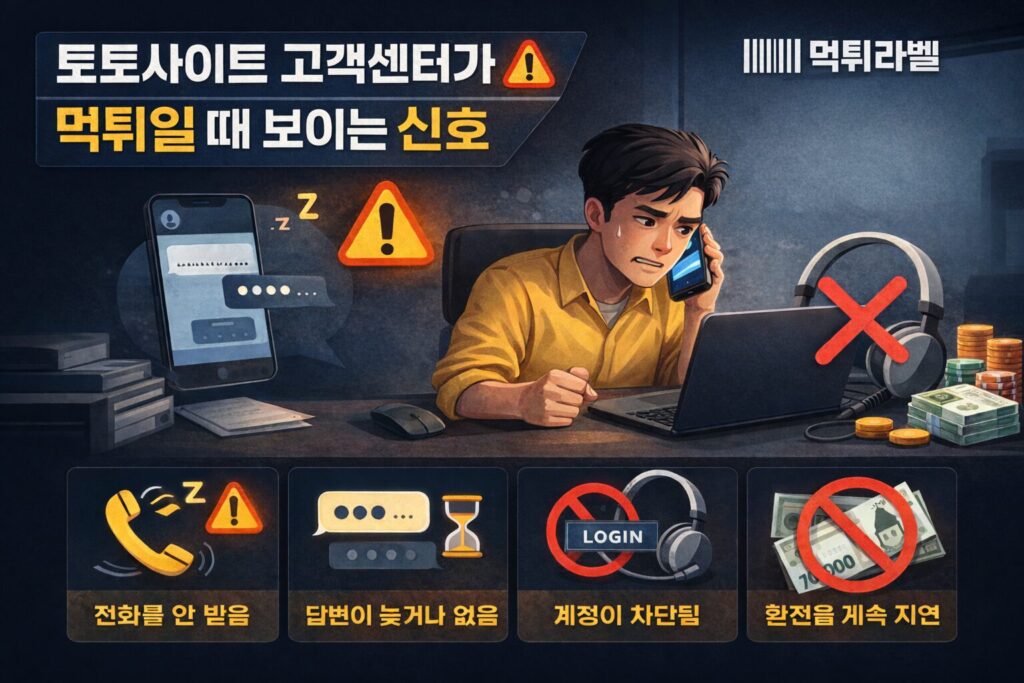 토토사이트 고객센터가 먹튀일 때 나타나는 대표적인 신호 이미지